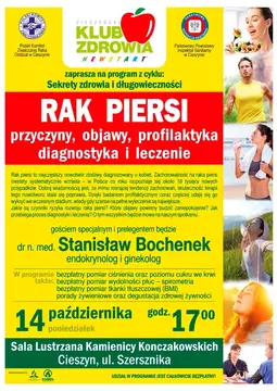 Wiadomości z Cieszyna: 14.10.2019 spotkanie na temat RAKA PIERSI